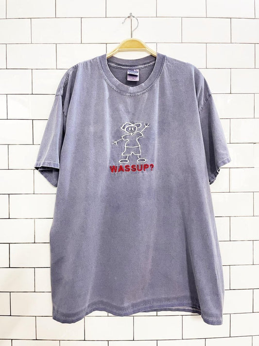 vintage 00s wassup embroidered faded tee - good market thrift store