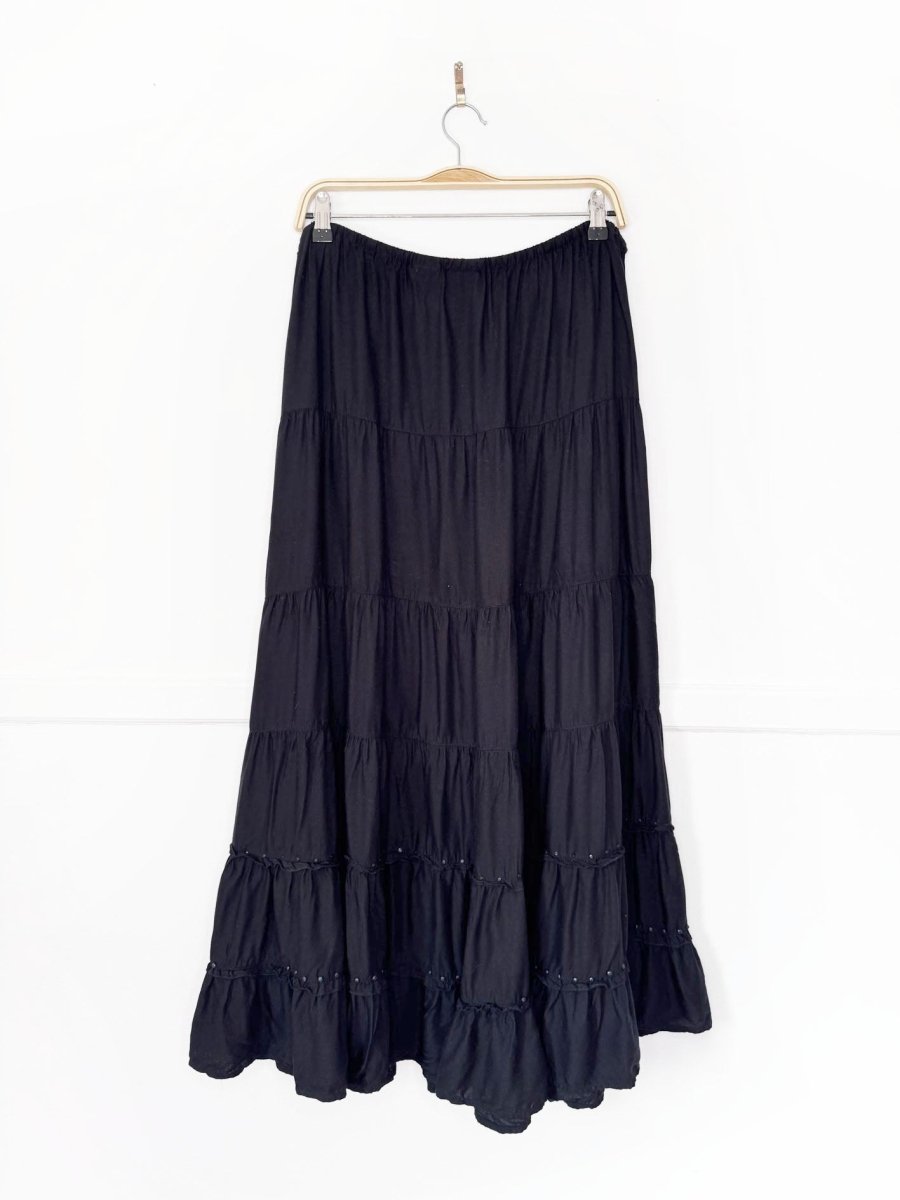 vintage 00s white stag boho tiered full maxi skirt | made in India - good market thrift store
