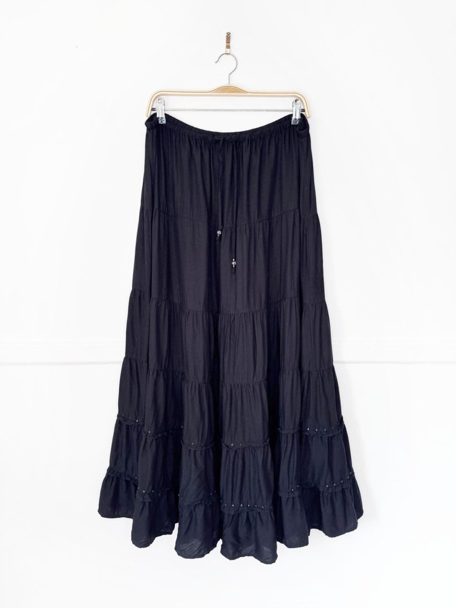 vintage 00s white stag boho tiered full maxi skirt | made in India - good market thrift store