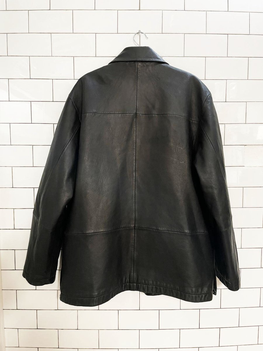 vintage 00s wilsons soft leather minimal zip jacket | pelle studio | removable lining - good market thrift store