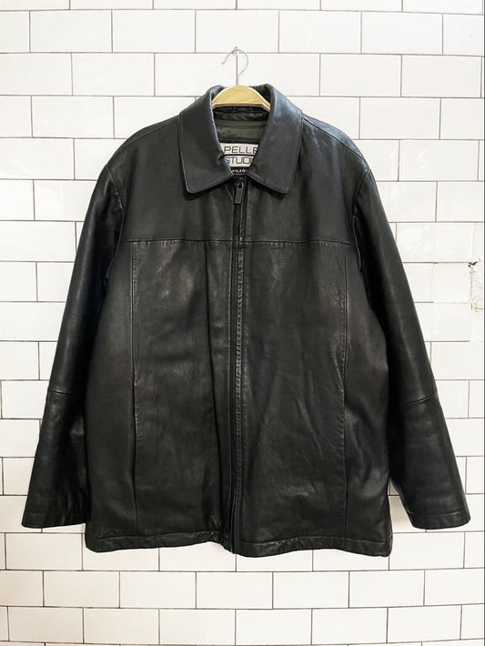 vintage 00s wilsons soft leather minimal zip jacket | pelle studio | removable lining - good market thrift store