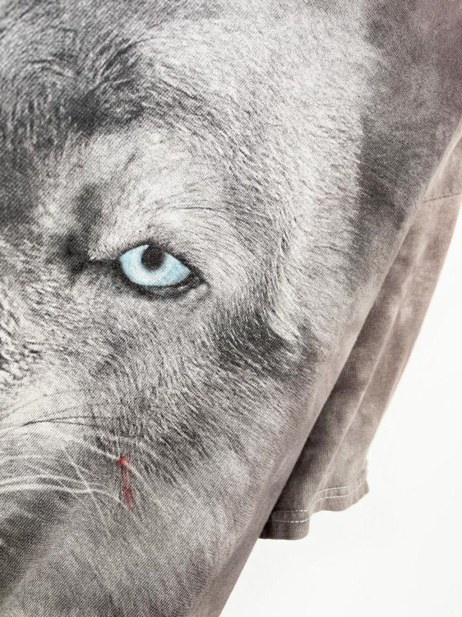 vintage 00s wolf face tie dye tee | mike sanford | 3D tees - good market thrift store