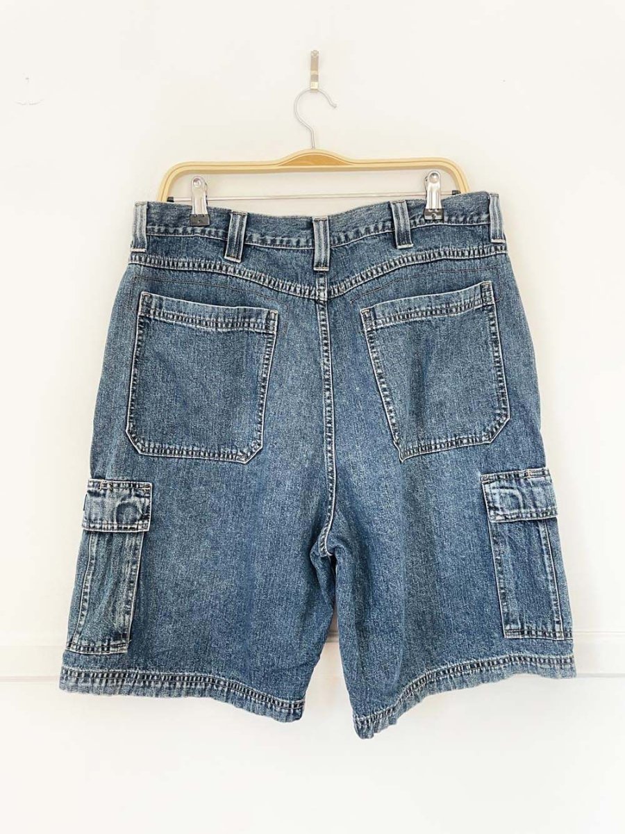 vintage 00s wrangler baggy long carpenter denim shorts - good market thrift store