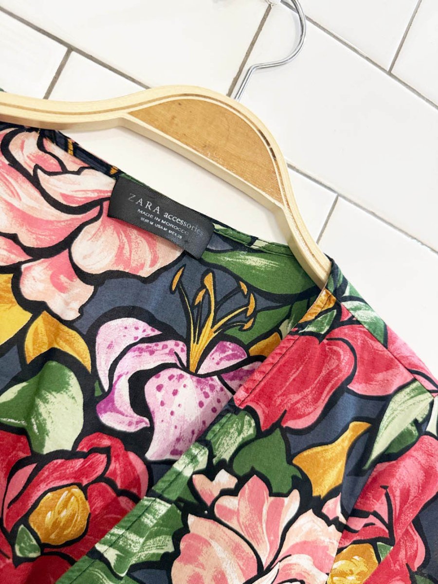 vintage 00s zara floral wrap mini dress - good market thrift store