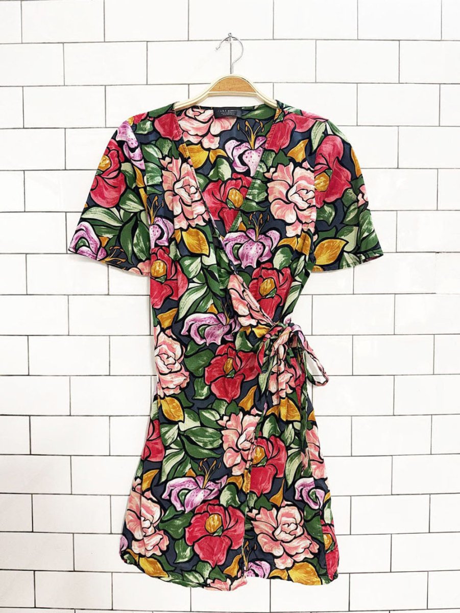vintage 00s zara floral wrap mini dress - good market thrift store