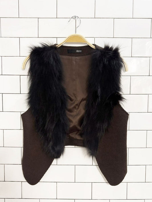 vintage 00s zard fox fur knit vest - good market thrift store