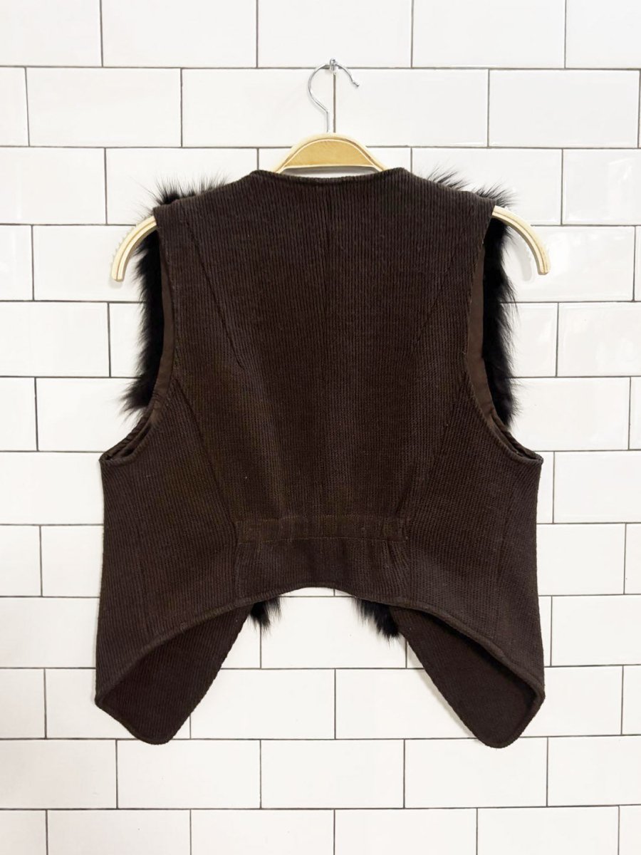 vintage 00s zard fox fur knit vest - good market thrift store