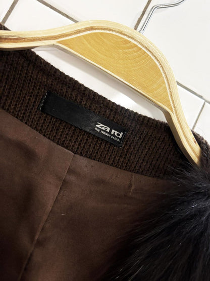 vintage 00s zard fox fur knit vest - good market thrift store