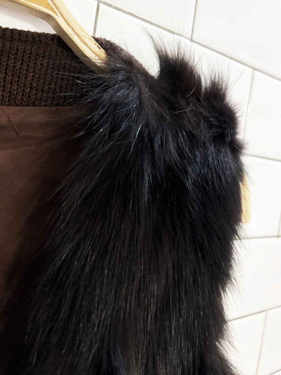 vintage 00s zard fox fur knit vest - good market thrift store
