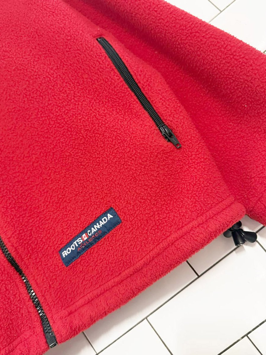 vintage 00xs roots fleece embroidered logo full zip jacket - good market thrift store