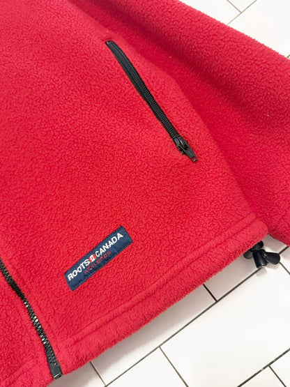 vintage 00xs roots fleece embroidered logo full zip jacket - good market thrift store