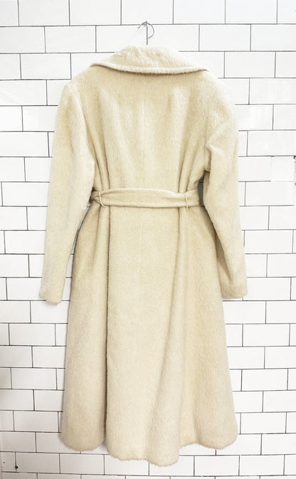 vintage 100% mohair double breasted belted coat | made in England - good market thrift store