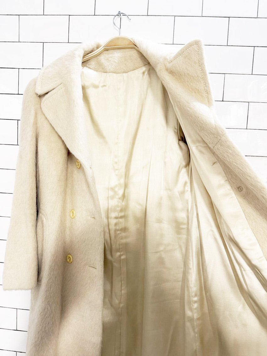 vintage 100% mohair double breasted belted coat | made in England - good market thrift store