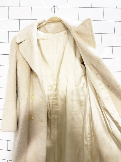 vintage 100% mohair double breasted belted coat | made in England - good market thrift store