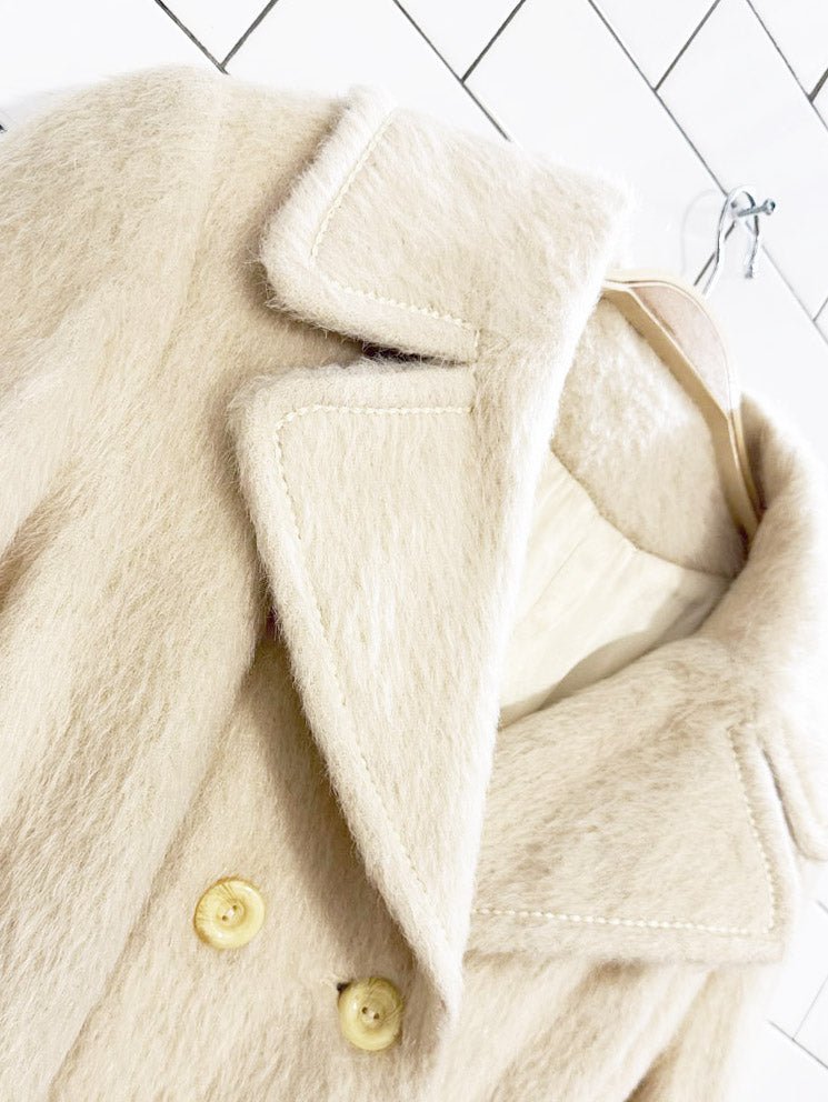 vintage 100% mohair double breasted belted coat | made in England - good market thrift store