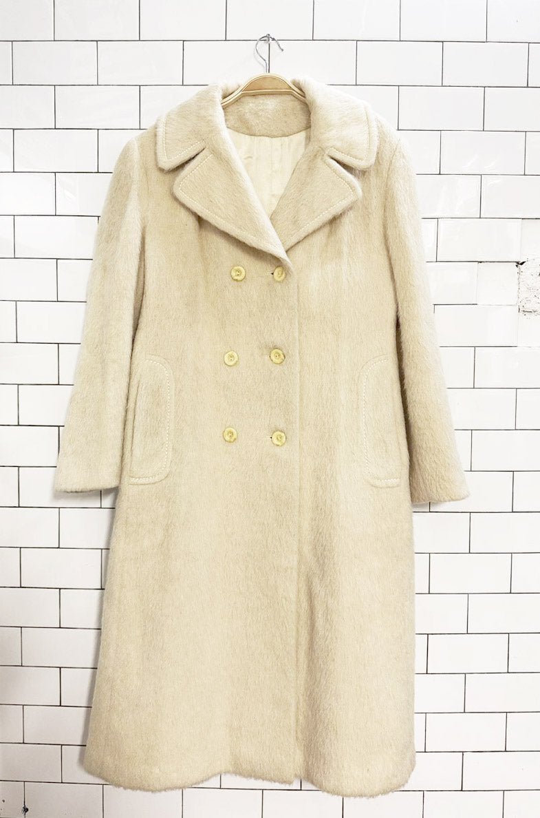 vintage 100% mohair double breasted belted coat | made in England - good market thrift store