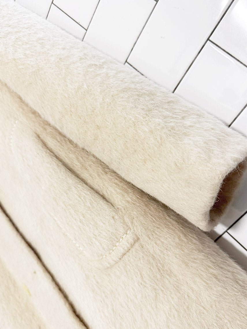 vintage 100% mohair double breasted belted coat | made in England - good market thrift store