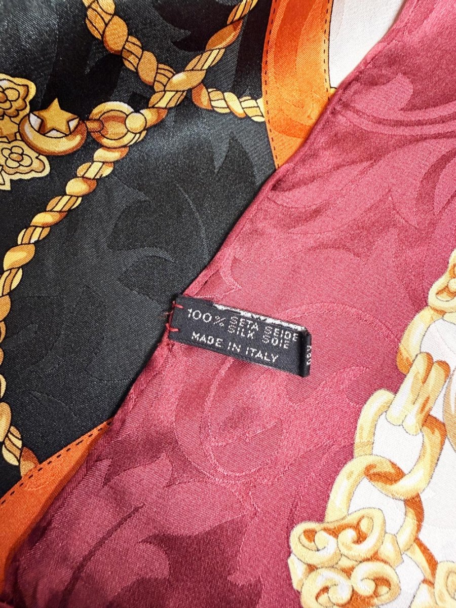 vintage 100% silk jacquard xl square scarf | made in Italy | hand-rolled edge - good market thrift store