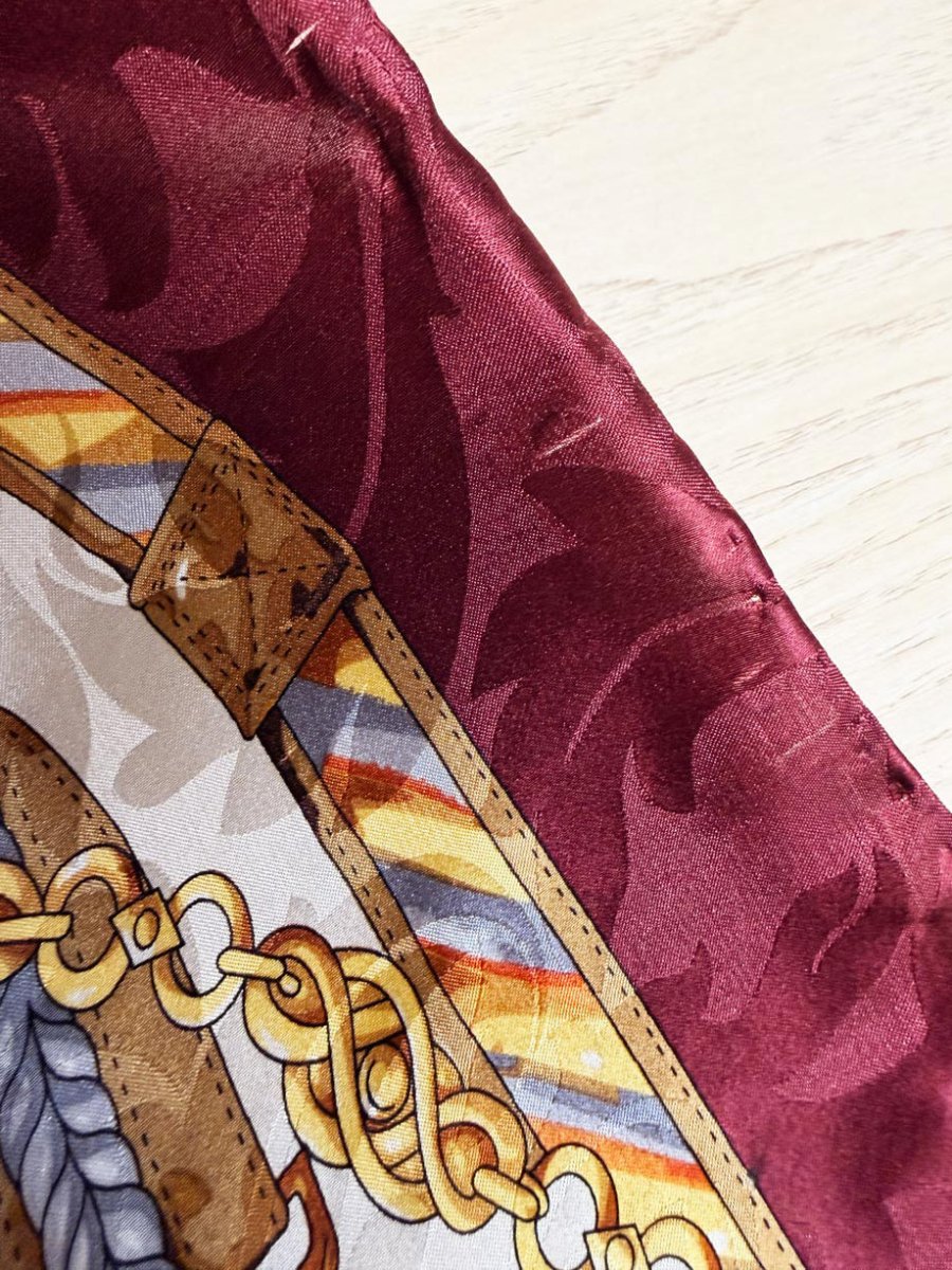 vintage 100% silk jacquard xl square scarf | made in Italy | hand-rolled edge - good market thrift store