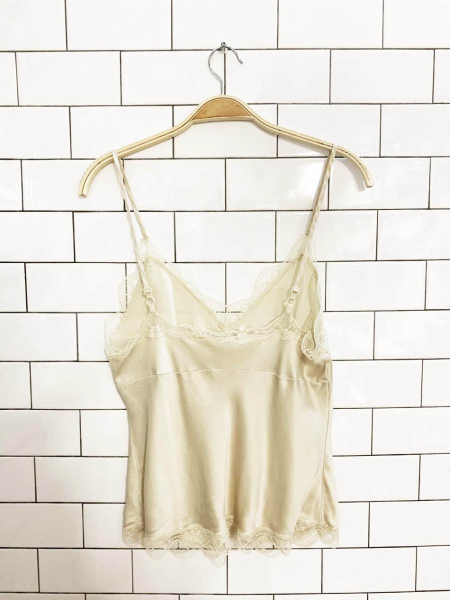 vintage 100% silk lace trim slip camisole - good market thrift store