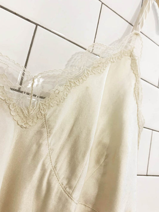 vintage 100% silk lace trim slip camisole - good market thrift store