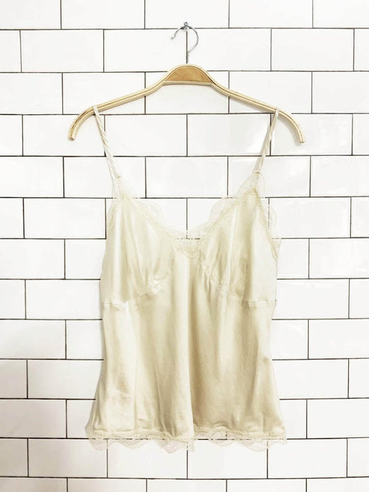 vintage 100% silk lace trim slip camisole - good market thrift store