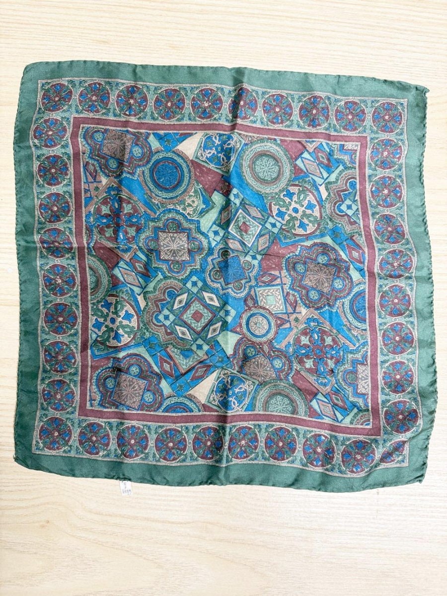 vintage 100% silk paisley square scarf | made in Italy | hand - rolled edge - good market thrift store