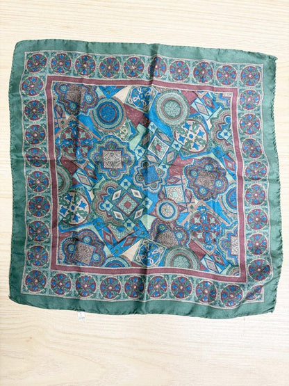 vintage 100% silk paisley square scarf | made in Italy | hand - rolled edge - good market thrift store