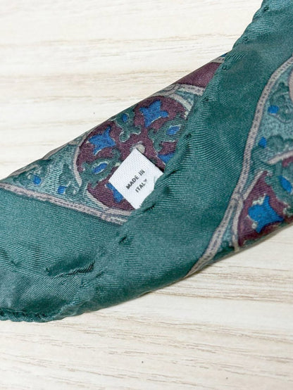 vintage 100% silk paisley square scarf | made in Italy | hand - rolled edge - good market thrift store