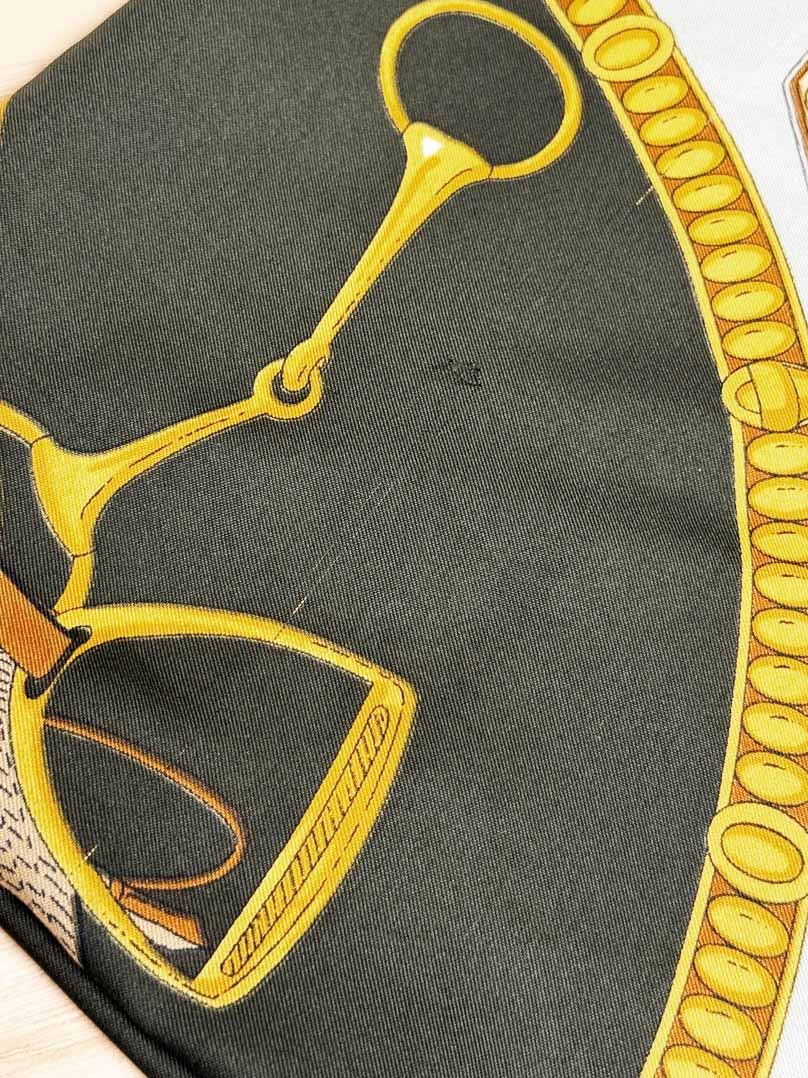 vintage 100% silk saddle harness equestrian square scarf - good market thrift store