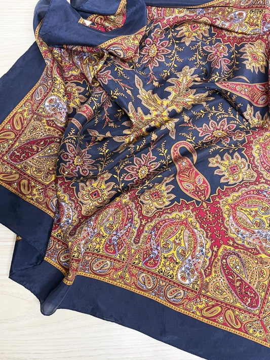 vintage 100% silk xl square scarf - good market thrift store
