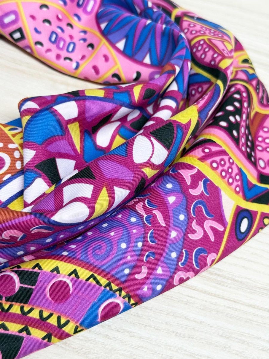 vintage 100% silk xl swirl square scarf - good market thrift store