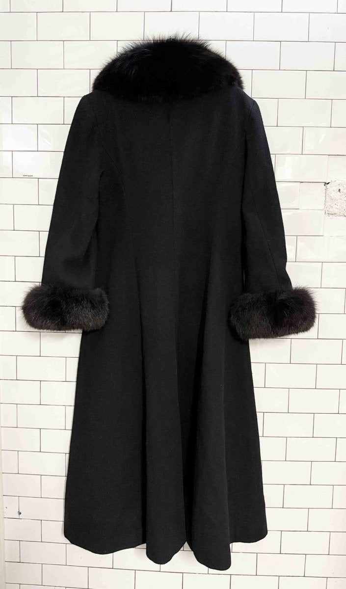vintage 100% wool fox fur collar and cuffs penny lane coat | made in USA - good market thrift store