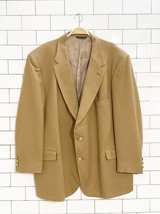 vintage 100% wool gold crest button blazer | man in wool | union made in USA - good market thrift store