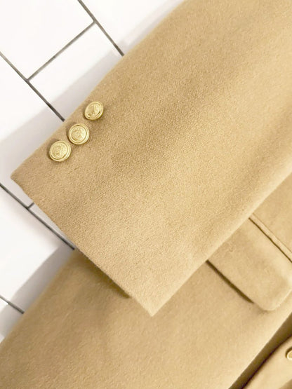 vintage 100% wool gold crest button blazer | man in wool | union made in USA - good market thrift store