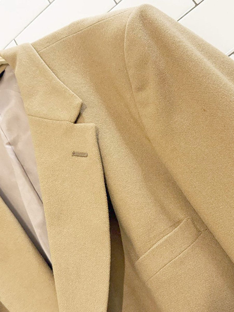 vintage 100% wool gold crest button blazer | man in wool | union made in USA - good market thrift store