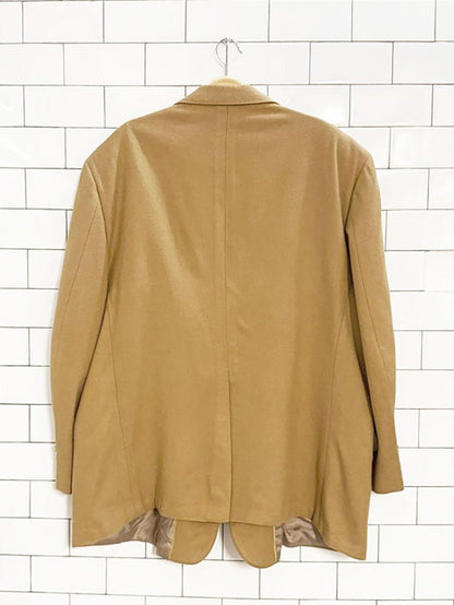 vintage 100% wool gold crest button blazer | man in wool | union made in USA - good market thrift store