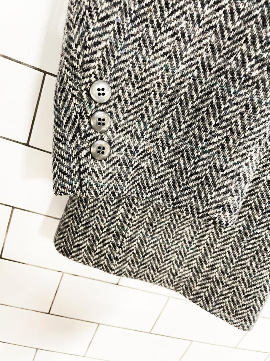 vintage 100% wool herringbone tweed menswear blazer | george richards - good market thrift store