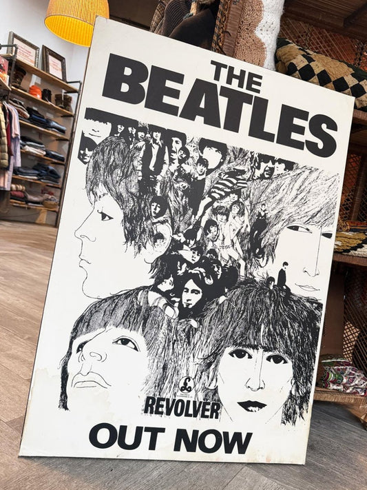vintage 1966 the beatles revolver album wood panel mounted poster - good market thrift store