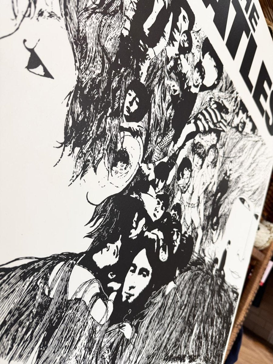 vintage 1966 the beatles revolver album wood panel mounted poster - good market thrift store