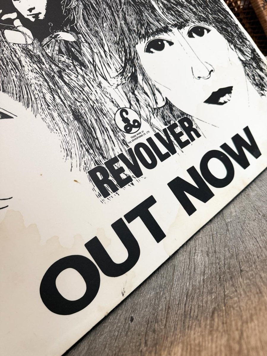 vintage 1966 the beatles revolver album wood panel mounted poster - good market thrift store