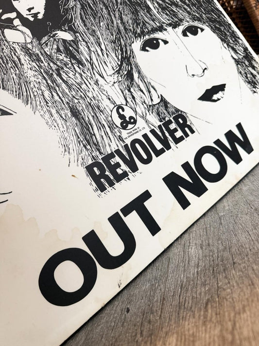 vintage 1966 the beatles revolver album wood panel mounted poster - good market thrift store