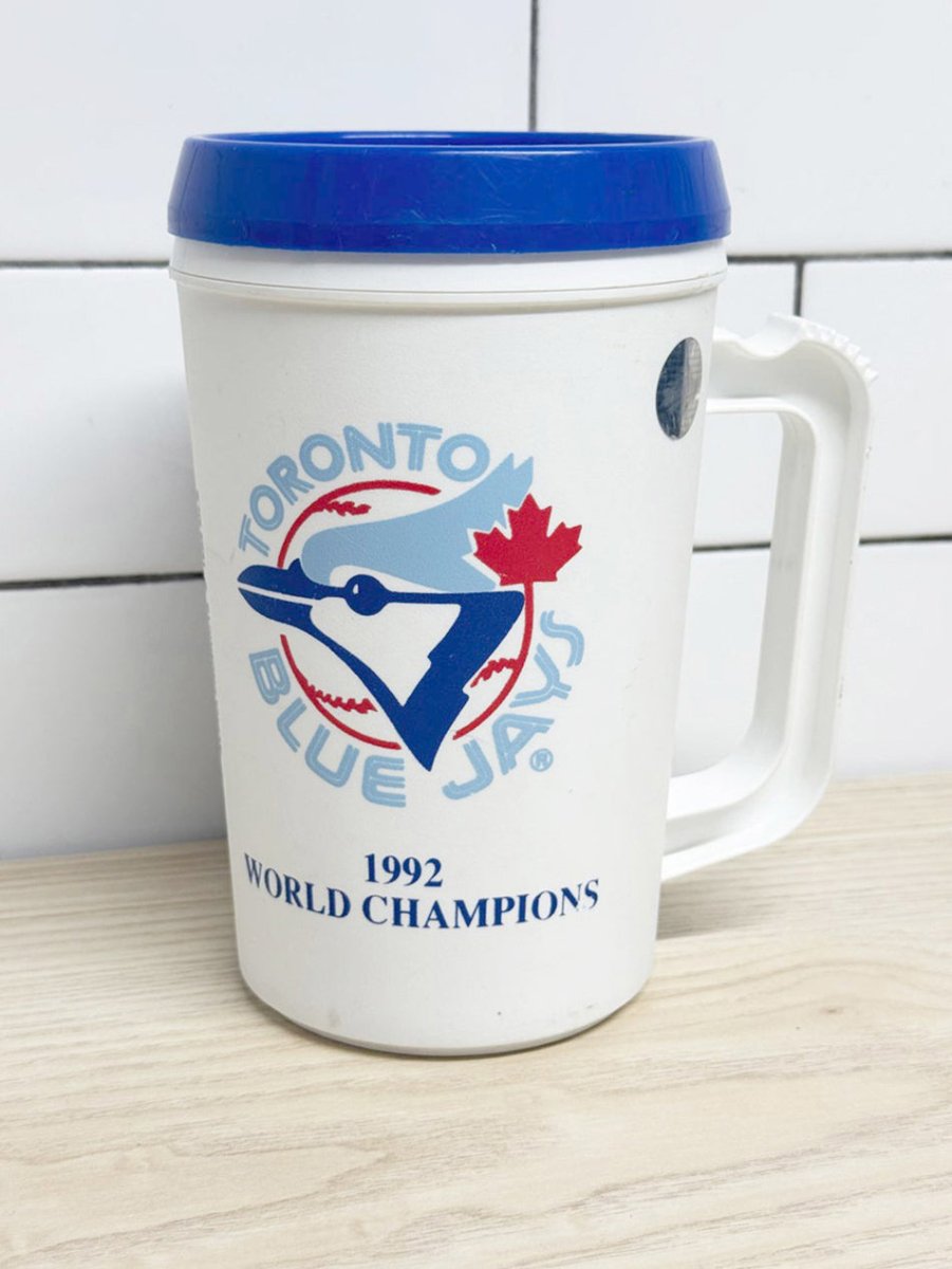 vintage 1992 world champions blue jays travel mug - good market thrift store