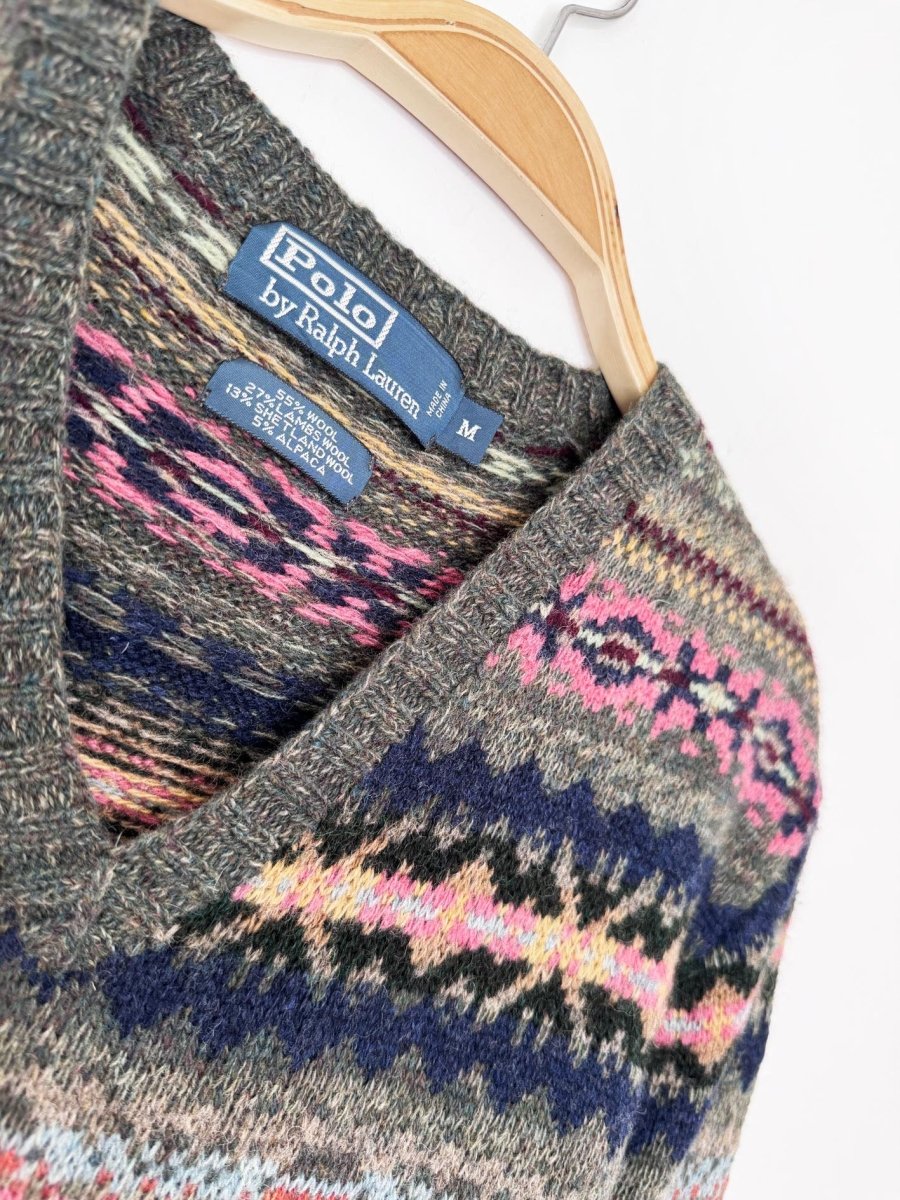 vintage 2012 polo ralph lauren wool-alpaca fair isle knit sweater - good market thrift store