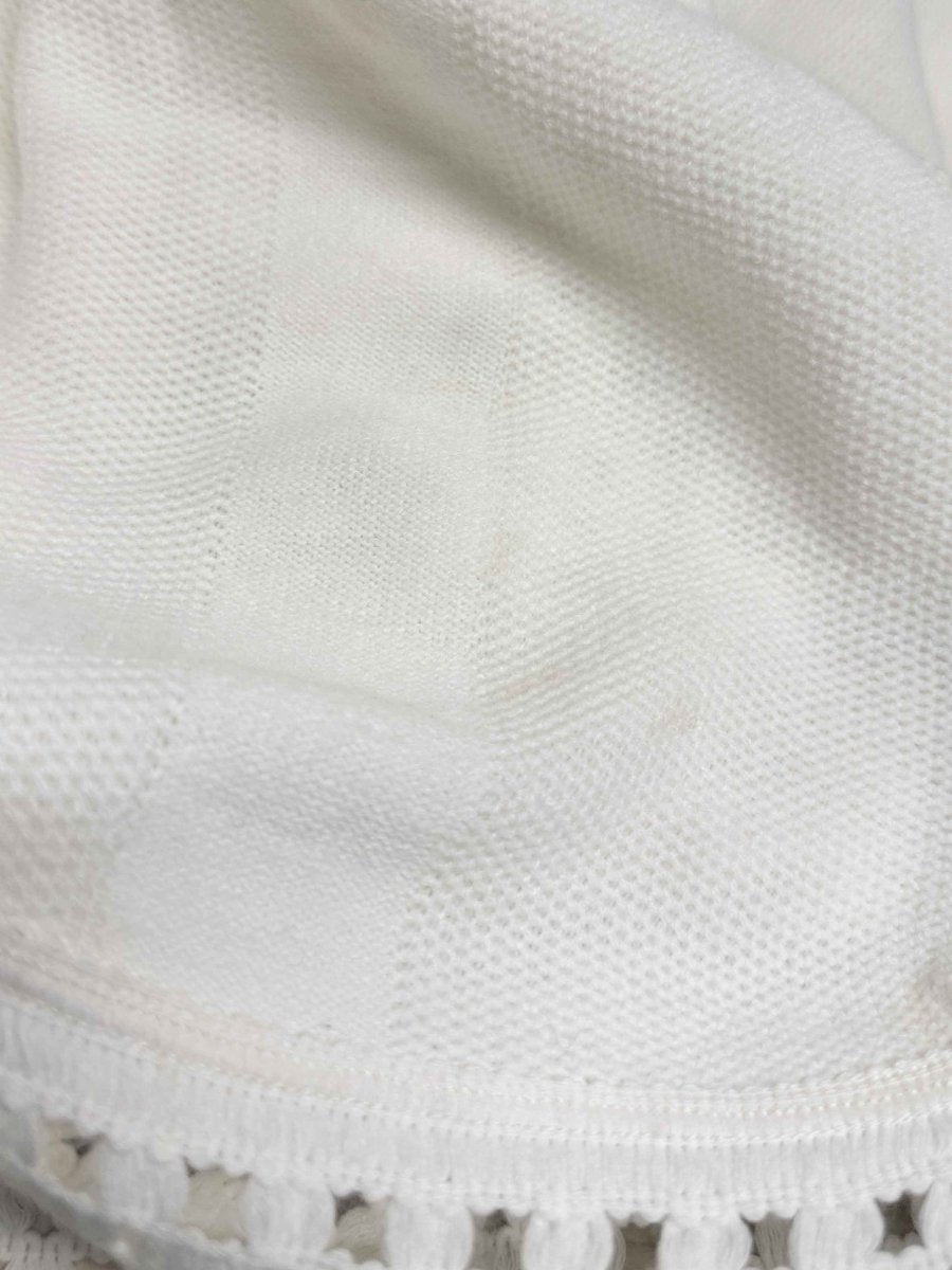 vintage 3D rose detail crochet trim tablecloth | blanket - good market thrift store