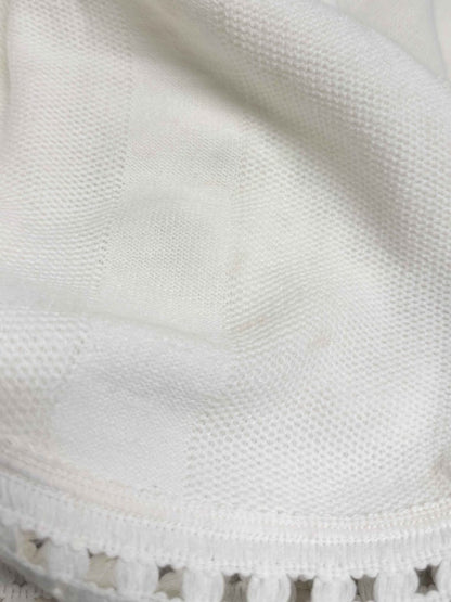 vintage 3D rose detail crochet trim tablecloth | blanket - good market thrift store