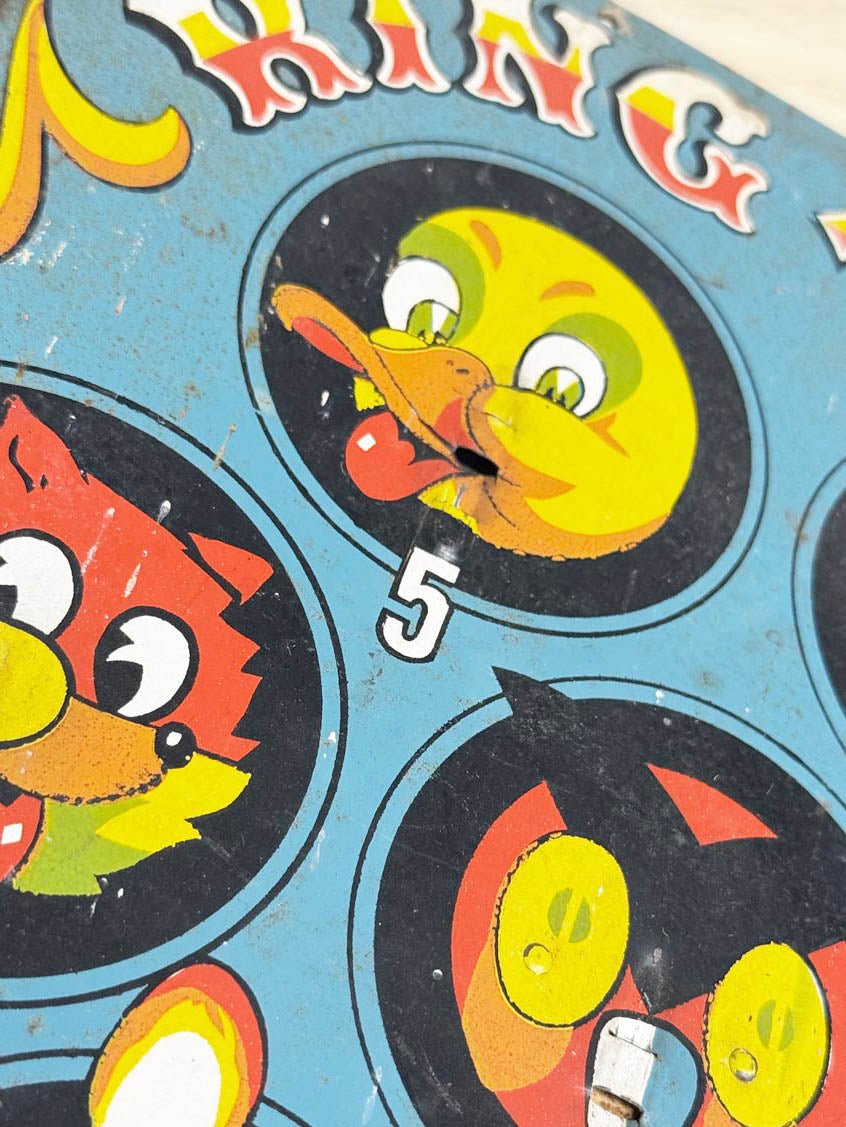 vintage 50s animal carnival ring toss tin poster - good market thrift store