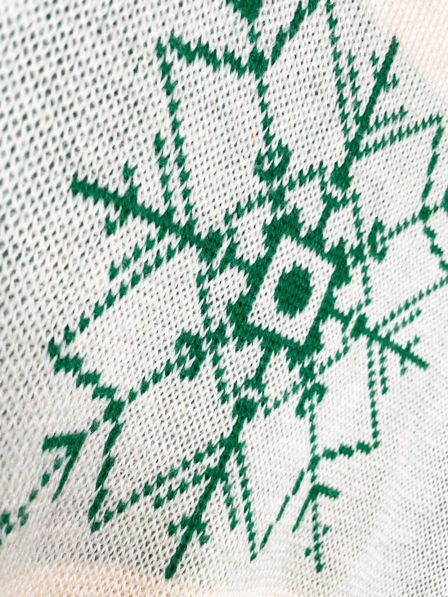 vintage 50s jersild 100% wool snowflake knit sweater - good market thrift store