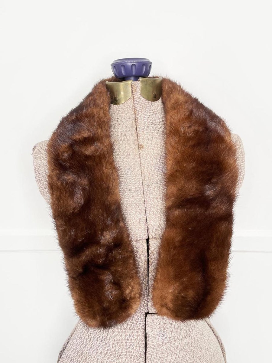 vintage 50s mink fur stole clip on collar - good market thrift store