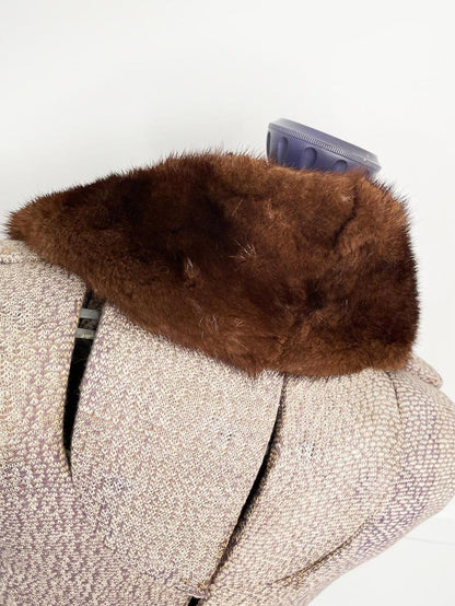 vintage 50s mink fur stole clip on collar - good market thrift store